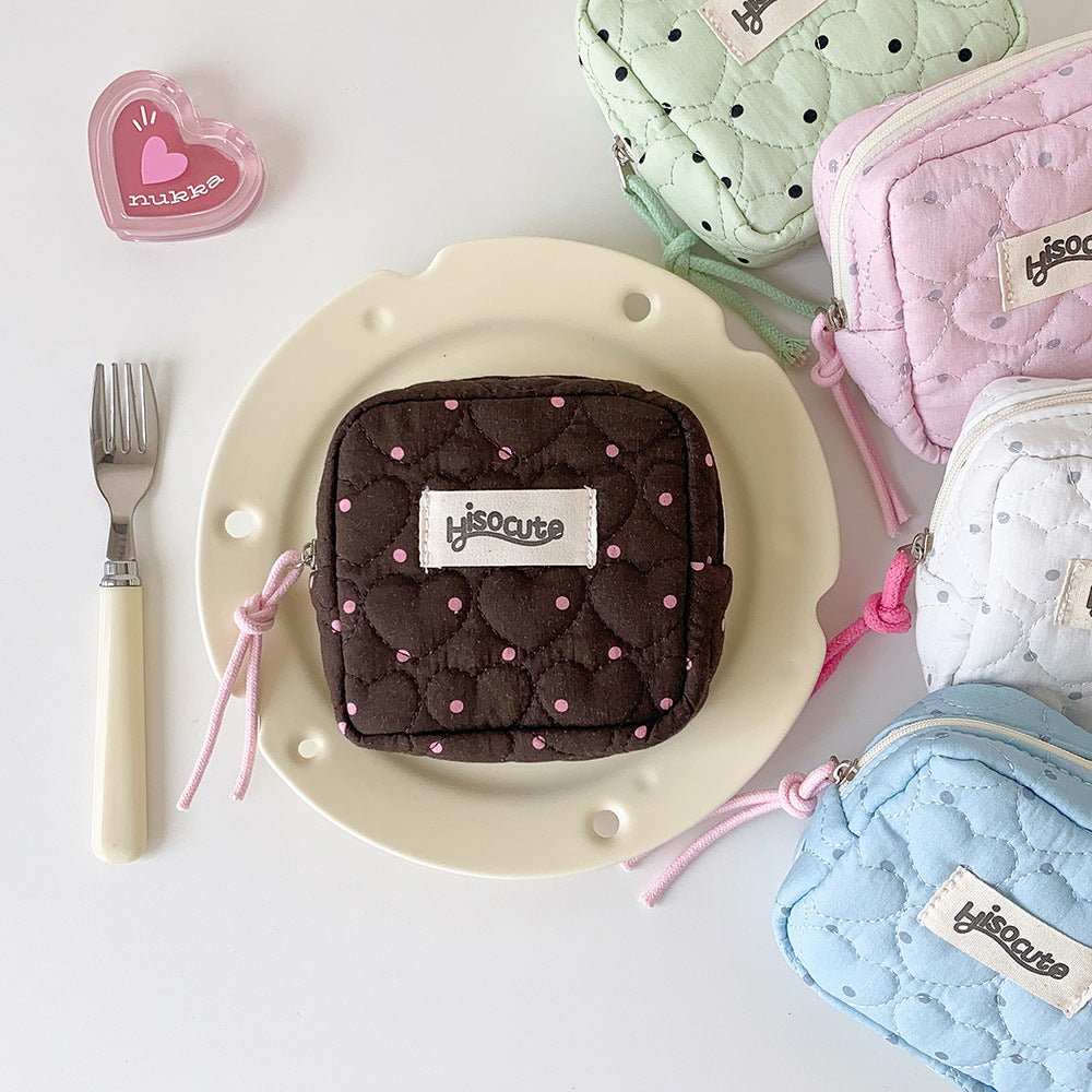 Mini Love Heart Quilted Shell Makeup Bag MK2BW6S10BOB102