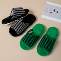Striped Plush Slippers - DippedShop Wholesale - #2227