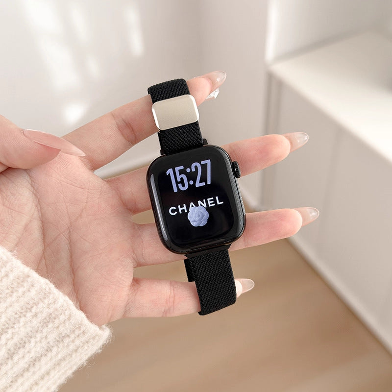 Simple Solid Color Nylon Weave Magnetic Watch Band 6W6JWA112