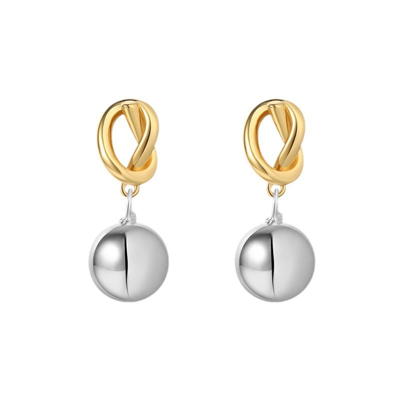 Minimlaist Color Contrast Metal Ball Dangle Earrings 6W6JER600