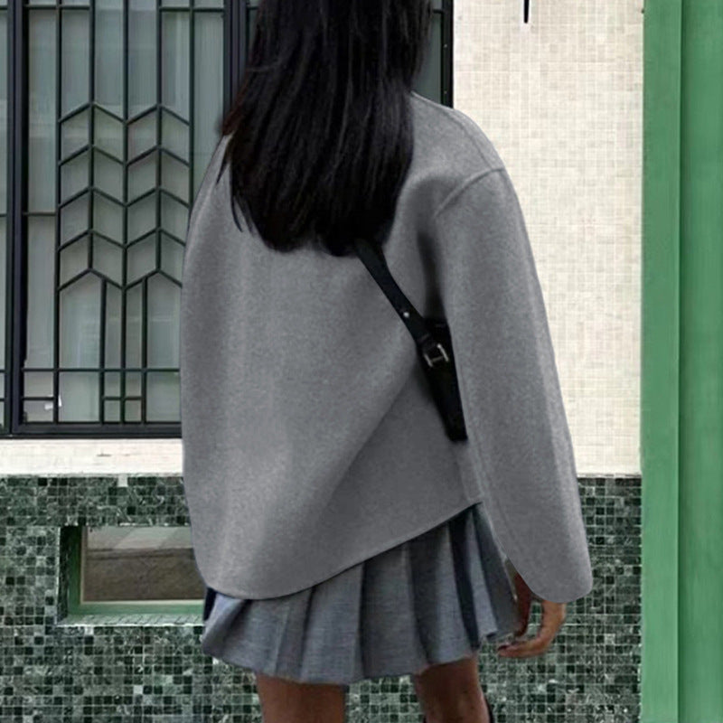 Retro Stand Collar Double Breasted Casual Short Coat DP25G803