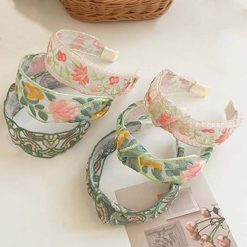 Embroidered Flowers Simple Wide Headbands DP25B875