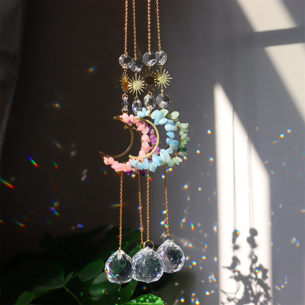 Natural Stone Moon Crystal Hanging - DippedShop Wholesale - #8739