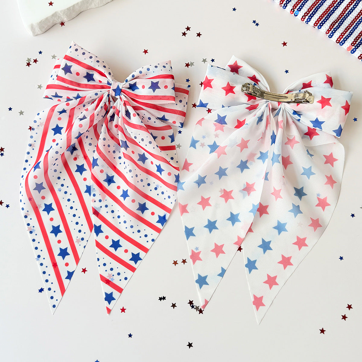 Cute Star Print Color Block Bowknot Hair Tie 8AS6HCP68T