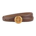 Casual Round Gold Buckle Skinny Leather Belt MK2LEEP6W6JBT31