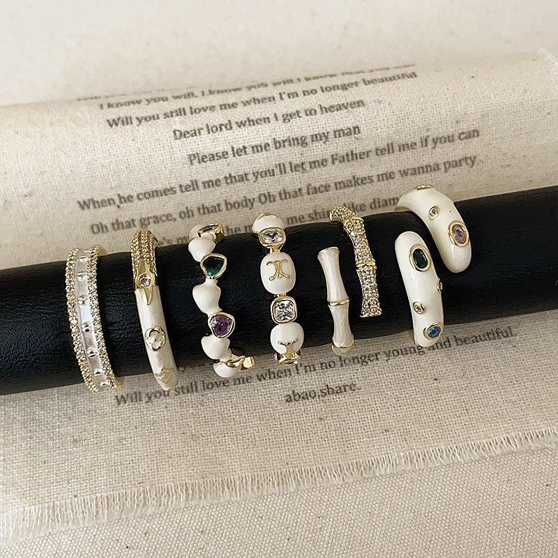 Colorful Rhinestone Open Rings - DippedShop Wholesale - #3187
