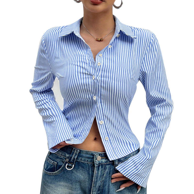 Elegant Striped Polo Shirt - DippedShop Wholesale - #5939