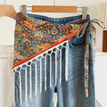 Color Block Cashew Print Tassel Hip Cover 6W6NSI201