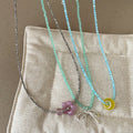 Cute Bowknot Flower Pendant Beaded Choker Necklace 6W6JNC448
