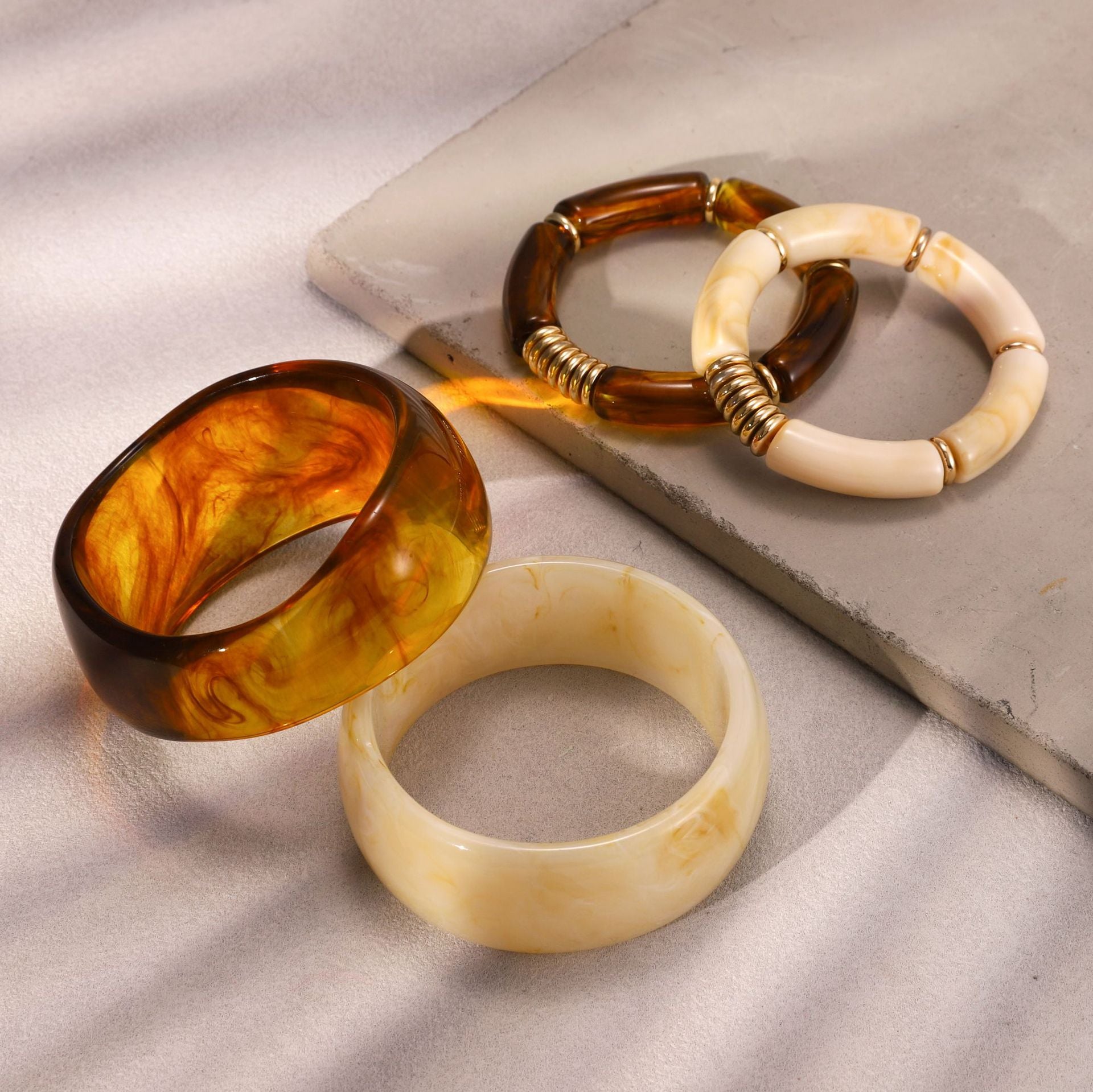 Vintage Amber Acrylic Bracelets - DippedShop Wholesale - #0451