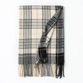 Minimalist Plaid Tassel Imitation Cashmere Scarf 6W6NSW292