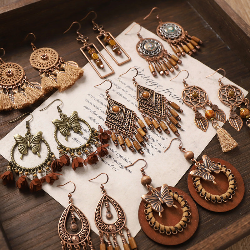 Boho Wooden Dangle Earrings - DippedShop Wholesale - #3155