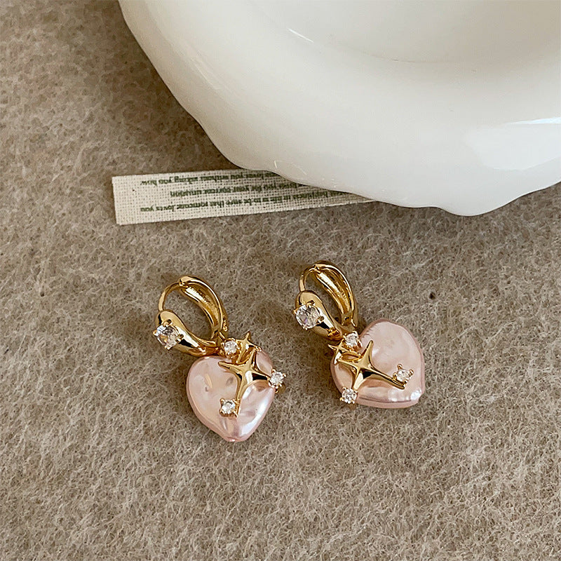 Star Pearl Dangle Hoop Earrings - DippedShop Wholesale - #9907