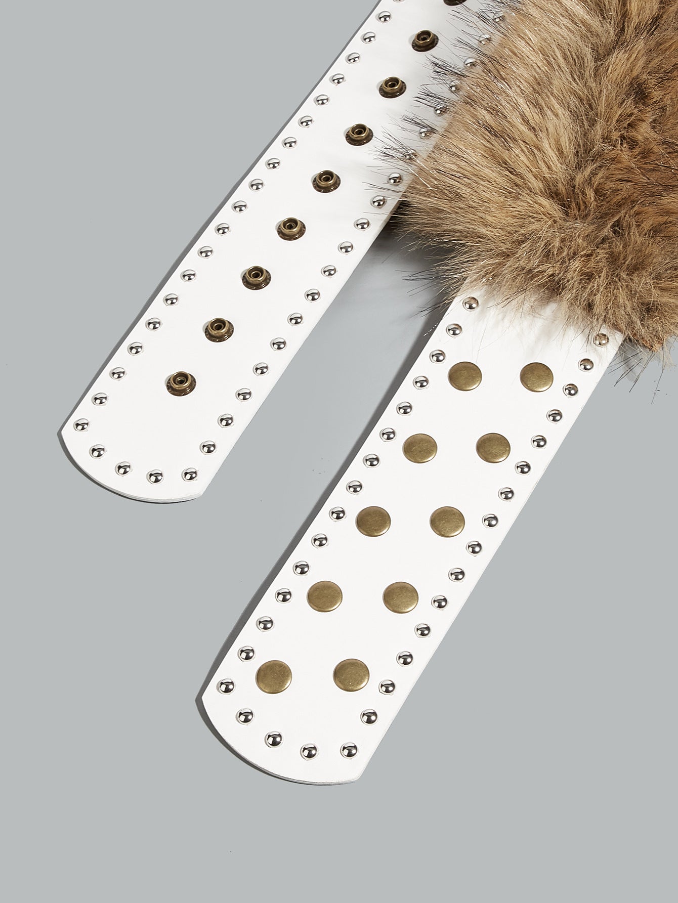 Vintage Studded Wide Faux Fur Waist Belt MK2LEEP6W6JBT54