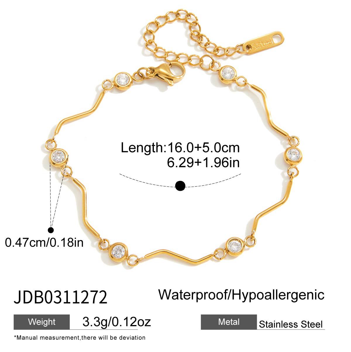 Simple Gola Plated Cubic Zirconia Chain Bracelet 6W6JBR461