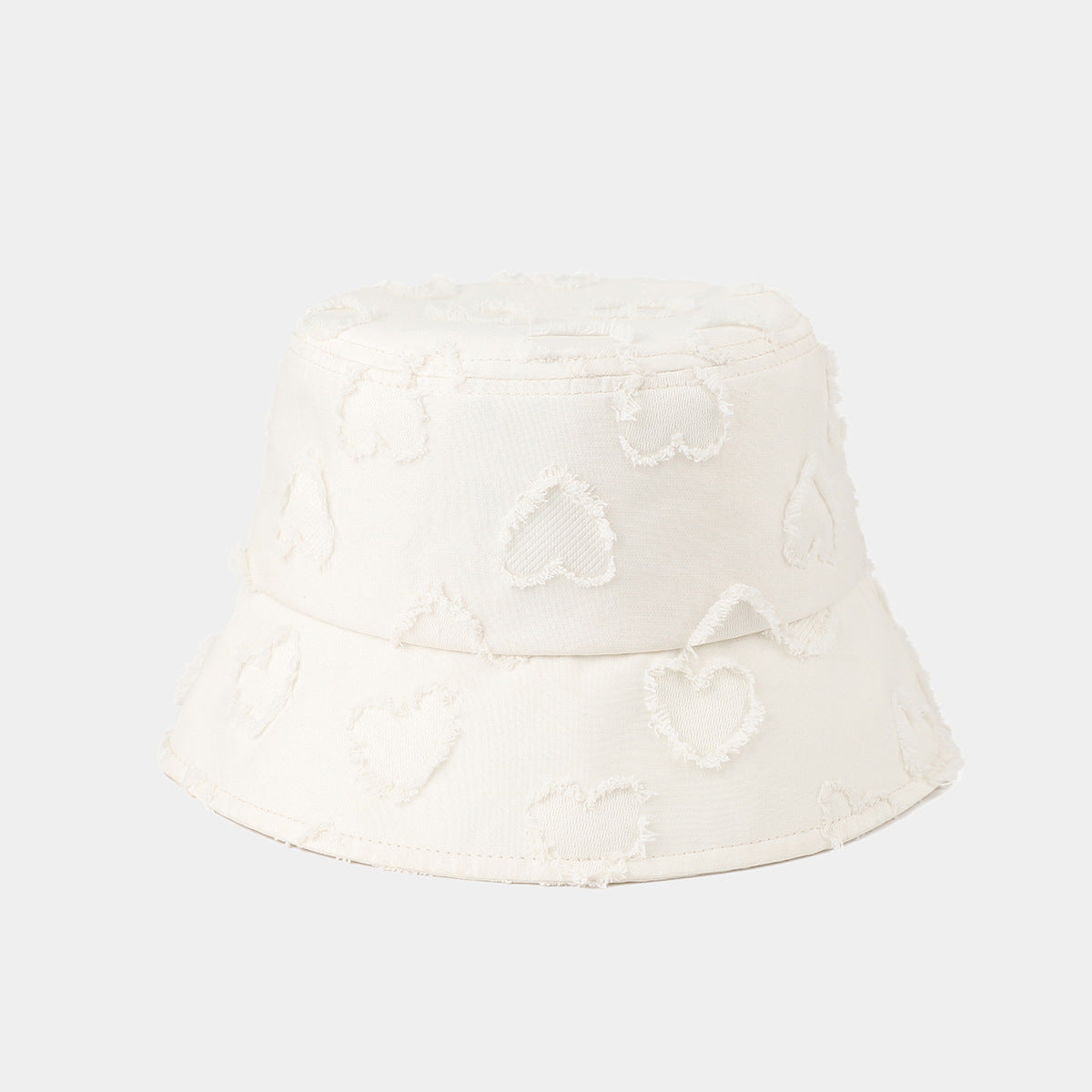 Fashion Distressed Frayed Heart  Versatile Bucket Hat 8BK6HAT182L