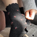 Floral Print Wool Blend Warm Crew Socks 6W8FSO714