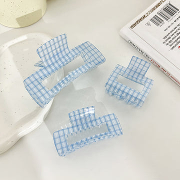 Simple Blue Plaid Acetate Claw Clip DP25B939