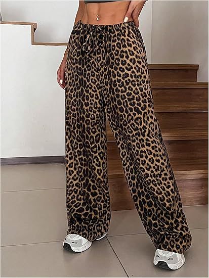 Leopard Low Waist Casual Straight Pants DP25B811