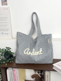Fresh Polka Dots Letters Print Tote Bag MK2BLW6W10BBG571