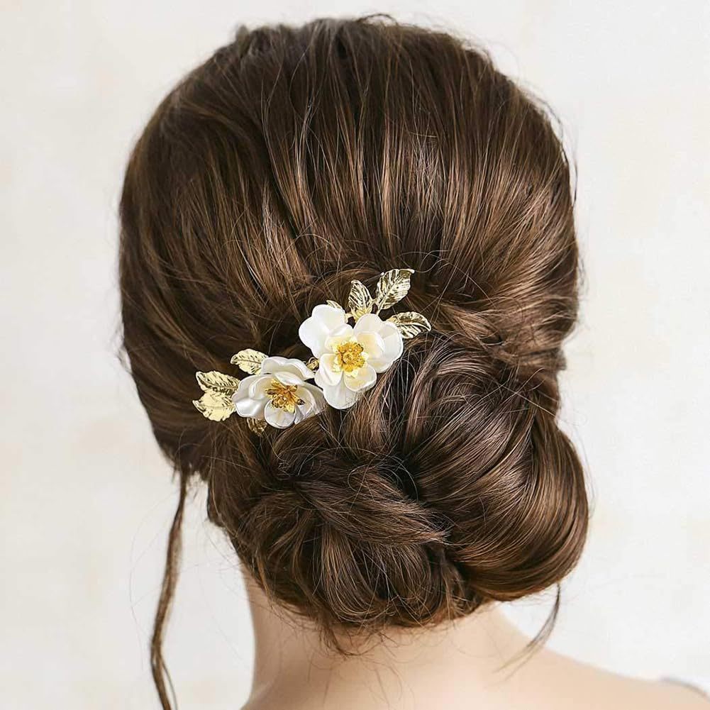 White Flower Elegant Wedding Hair Comb DPJC1223