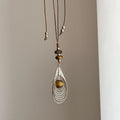 Stylish Hollow Feather Pendant Beaded Decor Necklace 6W6JNC681