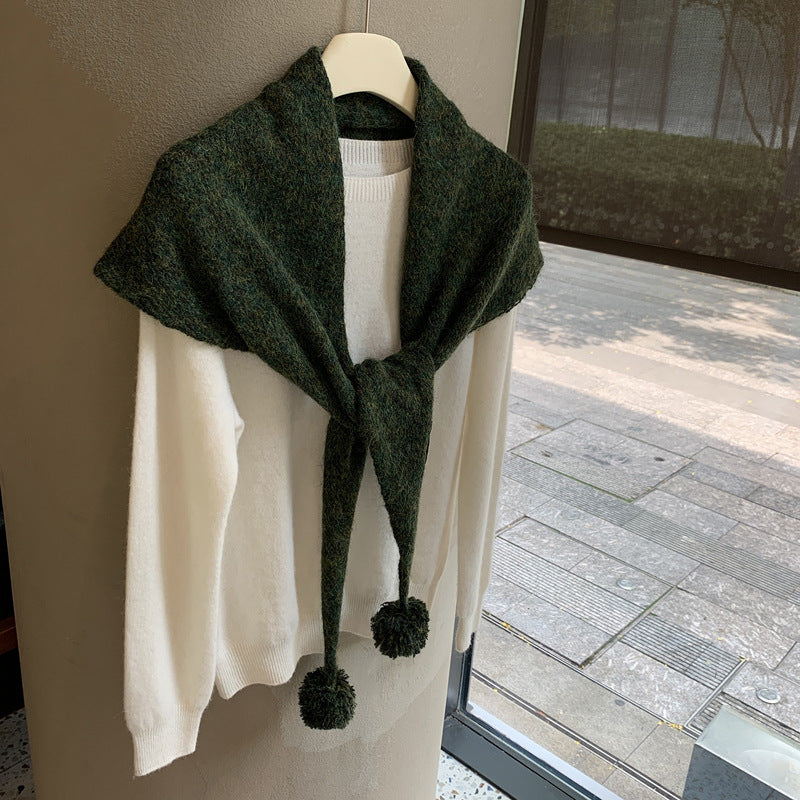 Knit Pom-Pom Shawl - DippedShop Wholesale - #1843