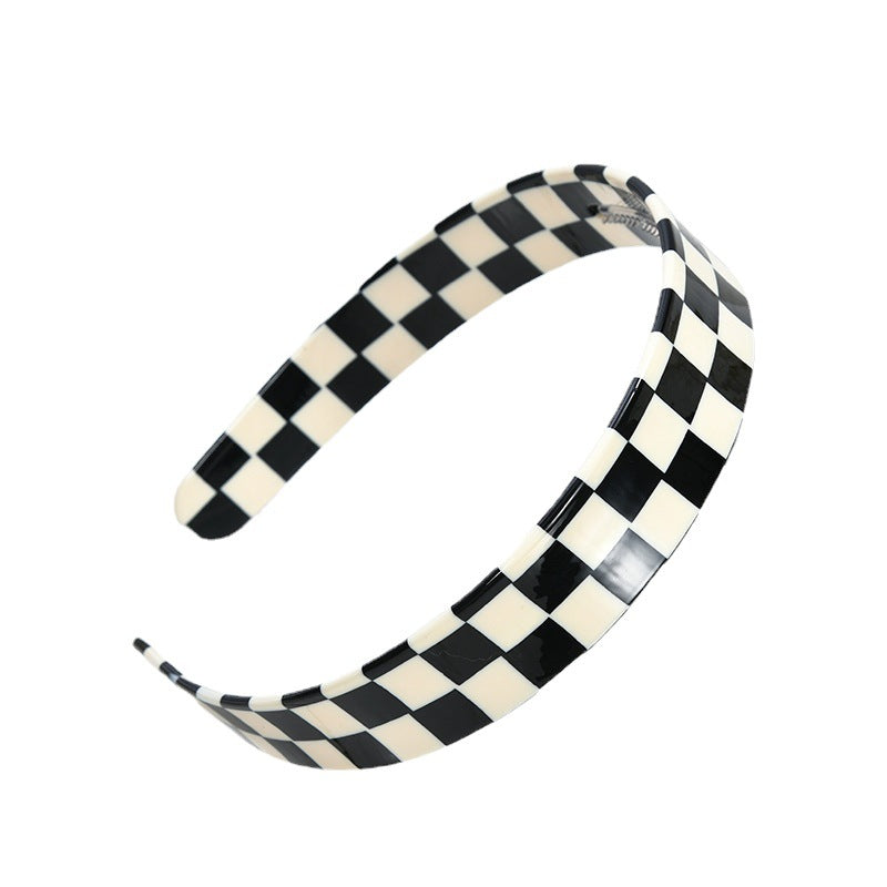 Minimalist Color Block Plaid Pattern Acetate Headband MK2PIM6W6HBD64