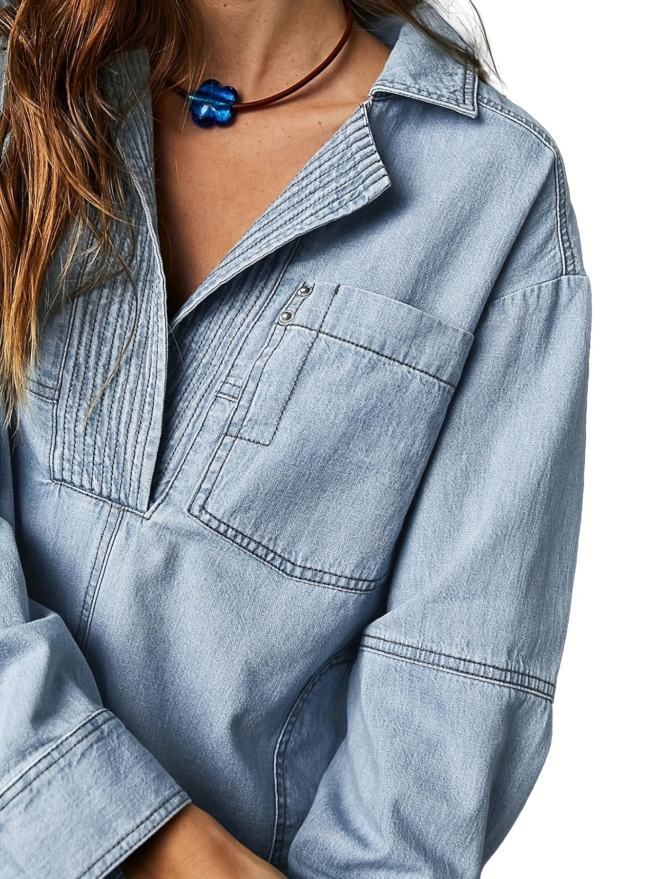 Trendy Polo Denim Top - DippedShop Wholesale - #2595