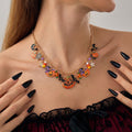 Vintage Halloween Gothic Bat Pumpkin Necklace 6W6JNC881