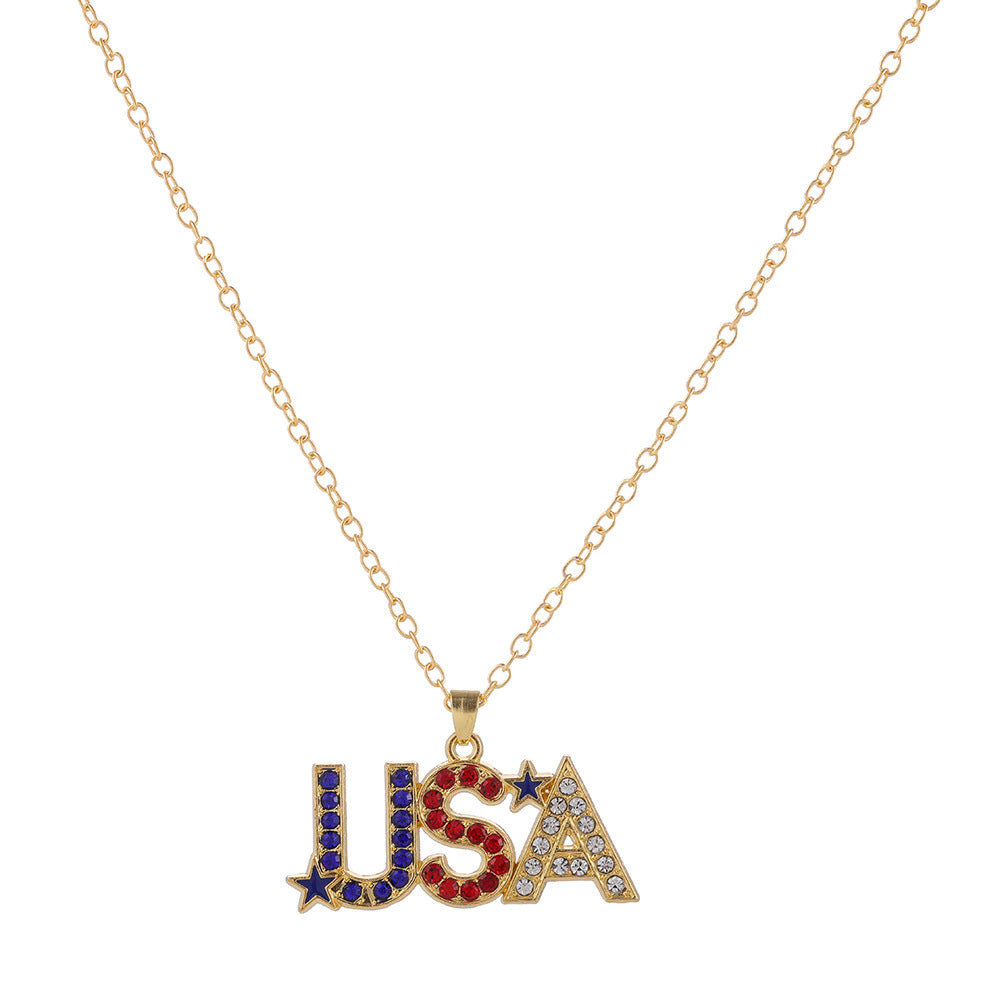Stylish USA Map Pendant Choker Necklace 8ZA6JNC276T