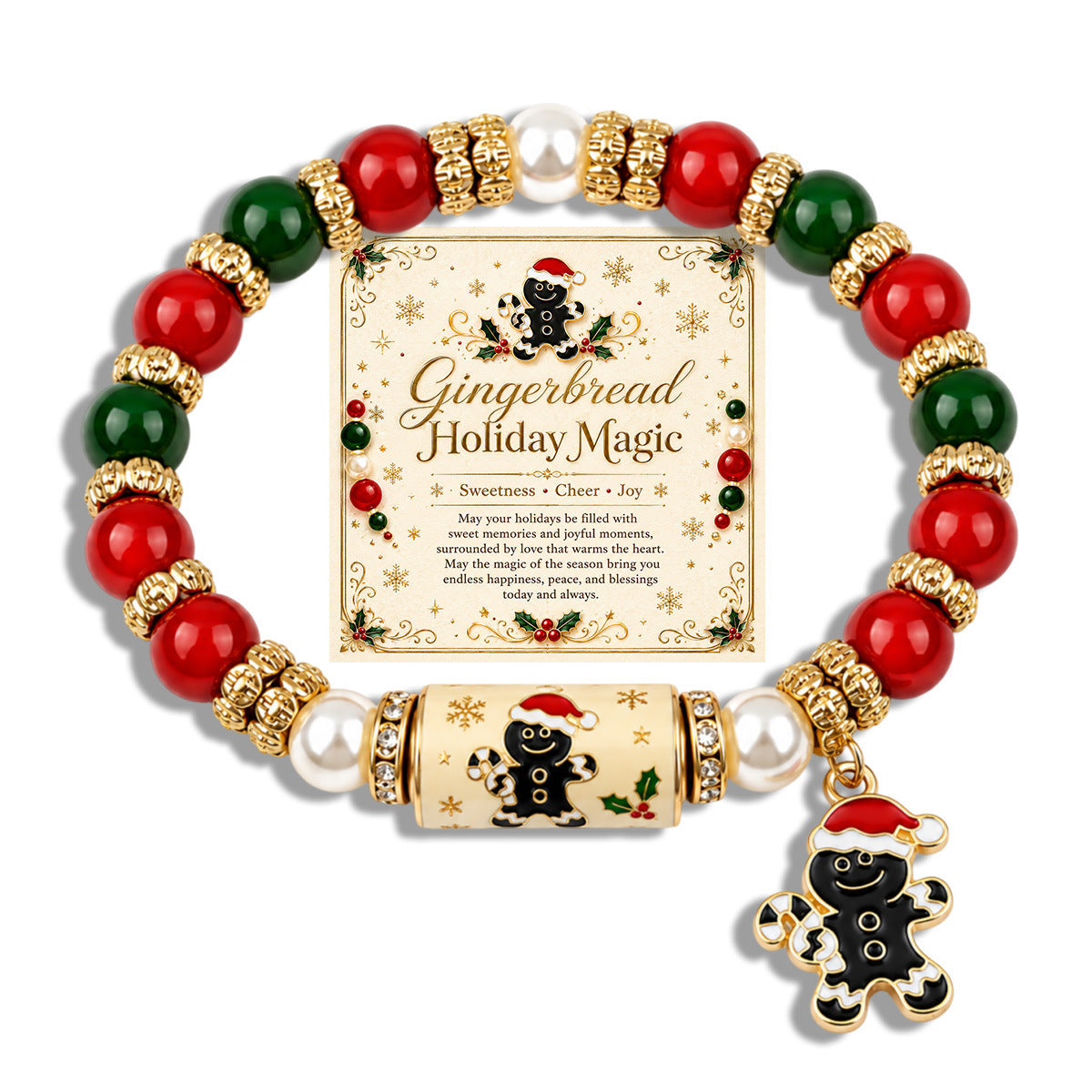 Colorful Crystal Christmas Tree Charm Beaded Bracelet 6W6JBR650