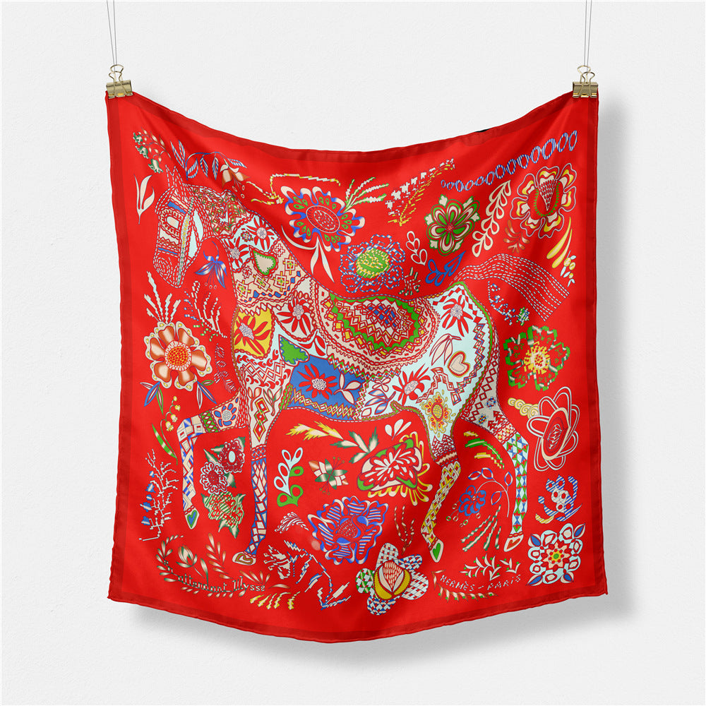 Fashion Abstract Print Versatile Square Silk Scarf 8BW6NSI14
