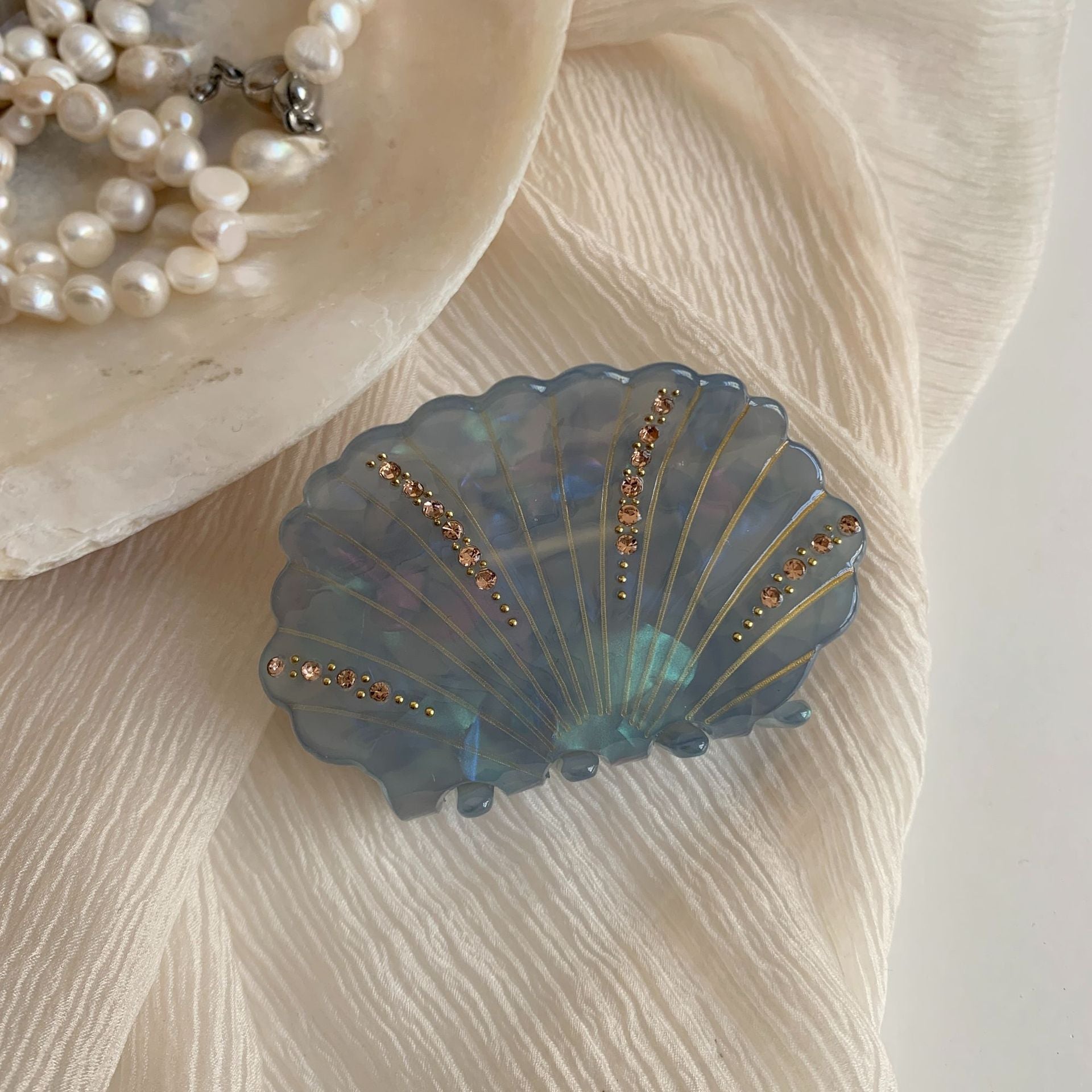 Creative Shell Shape Rhinestones Acetate Hair Clip MK2PM6W6HCP12