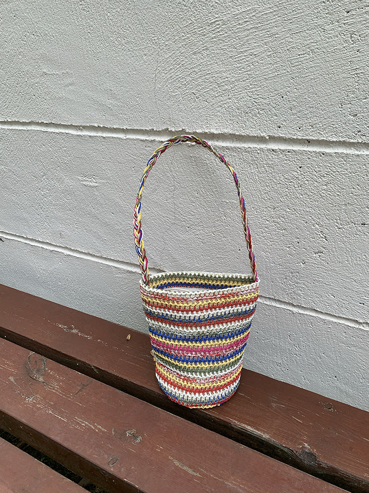 Boho-Style Multi Color Striped Woven Shoulder Bag 8CW6BBG524L