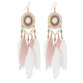 Bohemian Feather Tassel Earrings - DippedShop Wholesale - #7619