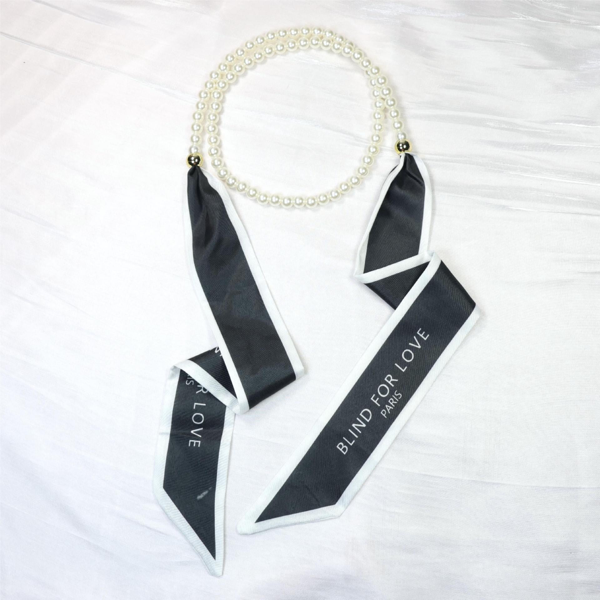 Elegant Floral Print Pearl Scarf Skinny Heanband MK2BW6W6HBD121