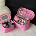 Cute Striped Print Large Capacity Makeup Bag MK2BW6S10BOB77
