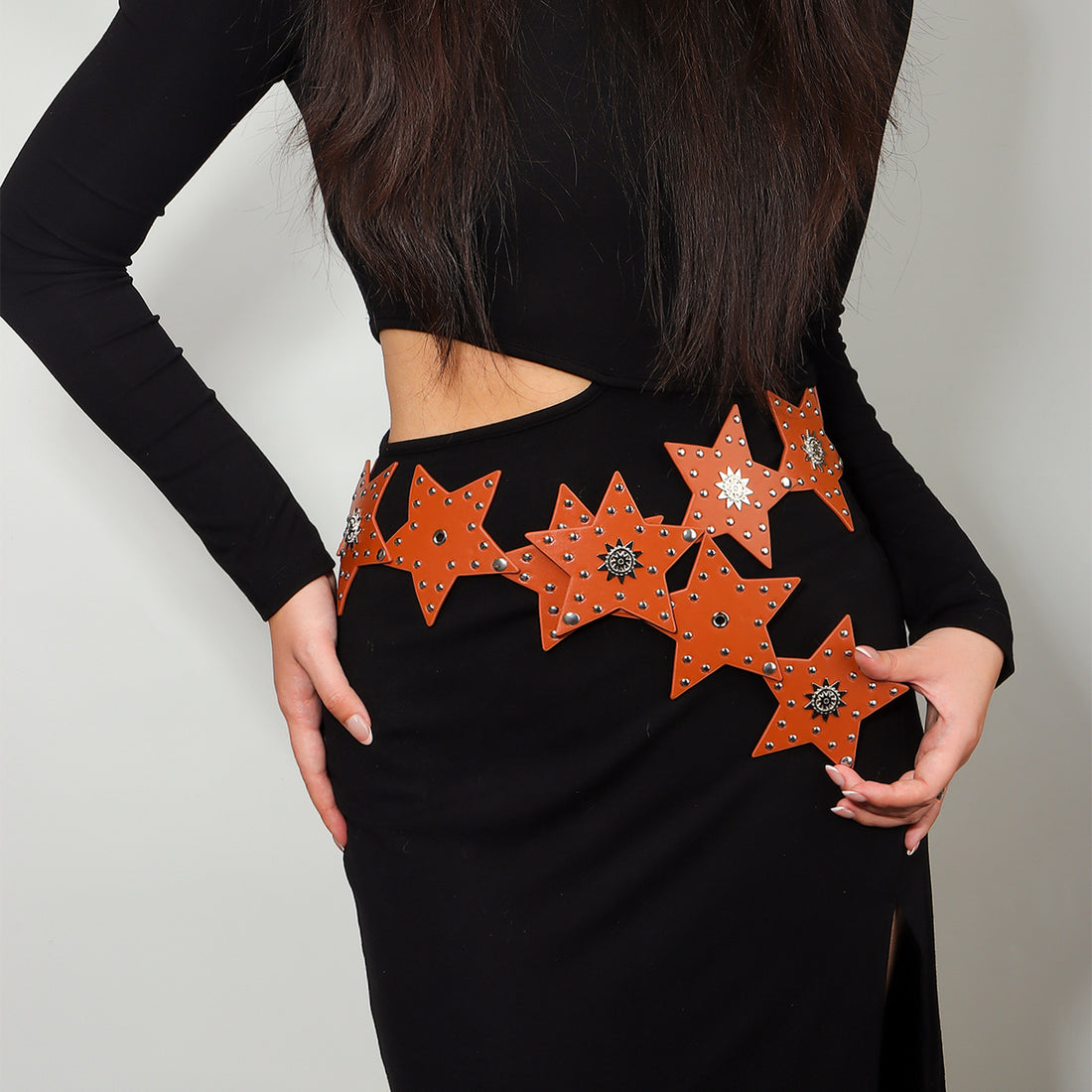 Wide Studded Leather Belt - DippedShop Wholesale - #6115