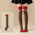 Christmas Bow Pom Pom Thigh High Socks 6W8FSO914
