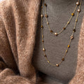 Vintage Tiger's Eye Pearl Chain Necklace 6W6JNC679