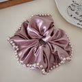Elegant Pearl Ruffled Satin Hair Scrunchies MK2BW6W6HSR63