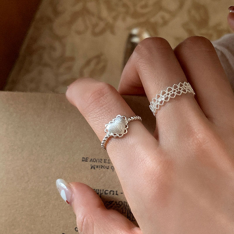 Lace Heart Open Ring - DippedShop Wholesale - #5011