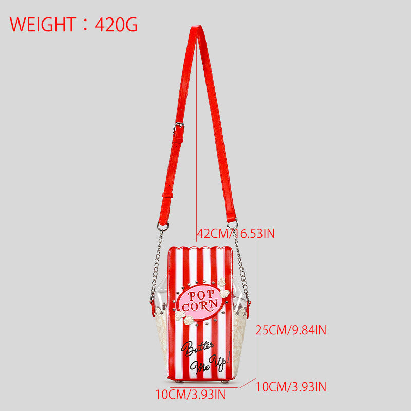 Cute Clear Popcorn Purse Striped Crossbody Bag 6W10BBG2122