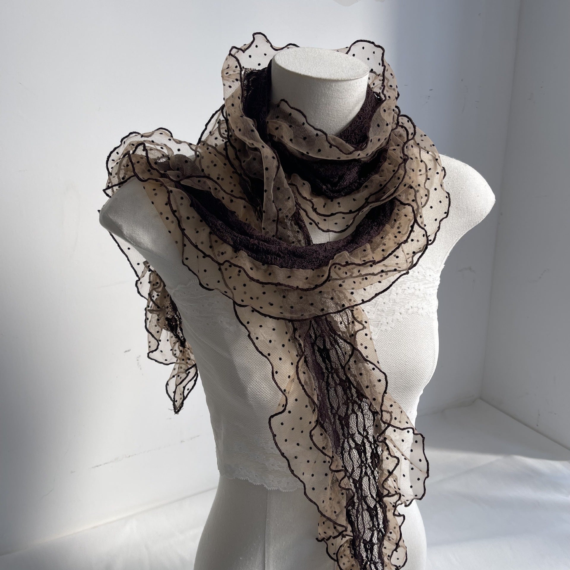 Elegant Mesh Polka Dots Lace Silk Scarf MK2BLW6W6NSI82