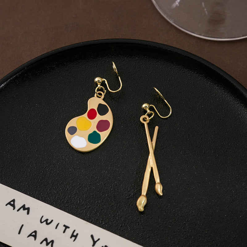 Palette Paintbrush Dangle Earrings - DippedShop Wholesale - #3059