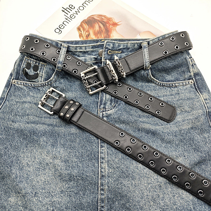 Punk Street Metal Leather Wide Belt DPWB0319
