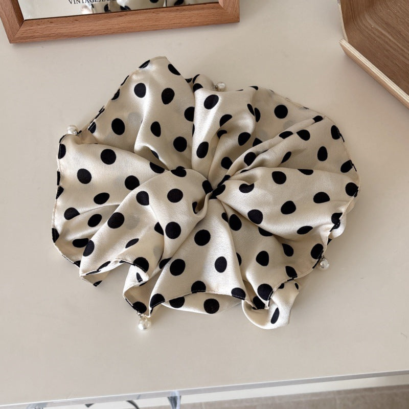 Oversized Polka Dots Pearl Satin Hair Scrunchies MK2BW6W6HSR92