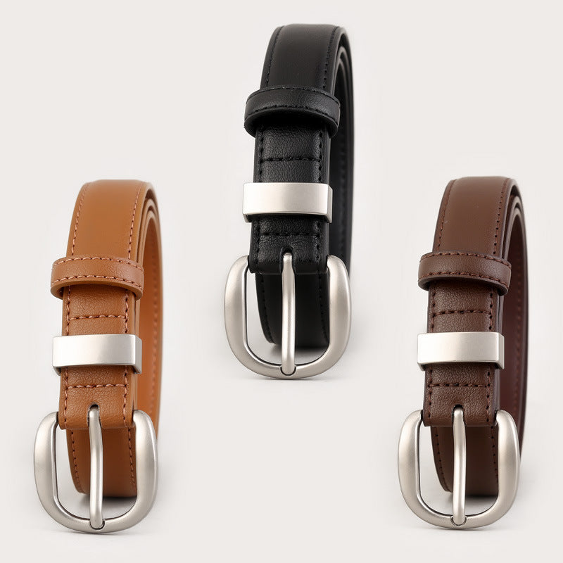 Silver Buckle Leather Belt - DippedShop Wholesale - #4979