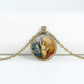 Retro USA Flag Pattern Round Pendant Chain Necklace 8ZA6JNC278T